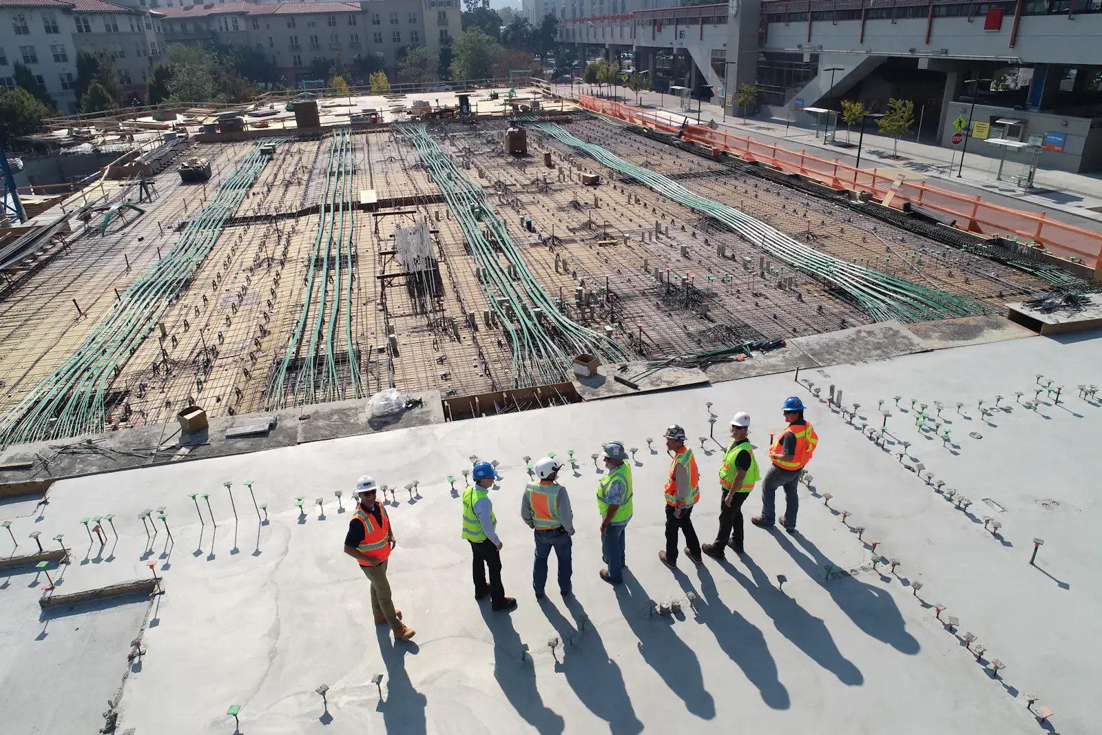 Site team wearing high-visibility clothing